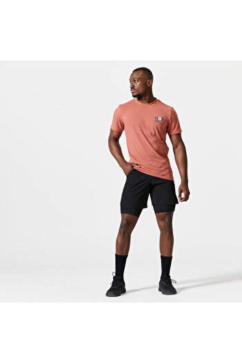 Decathlon Ανδρικό αθλητικό σορτς Domyos 2 - Τσέπη με φερμουάρ - Μαύρο - Μοντέλο 500
