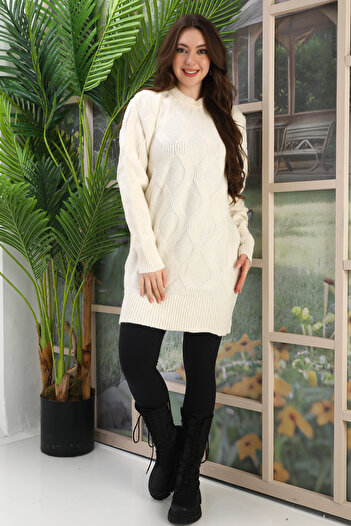 sportiness Long Soft Knitted Detail Tunic Knitting Sweater