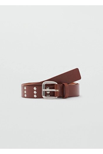 MANGO Woman Leather Belt with Studs
