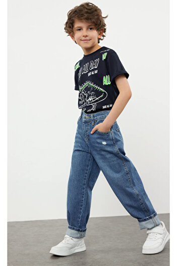 ASL GOLF CLUB Koyu Mavi Erkek Çocuk Regular Pamuklu Denim Pantolon Jean