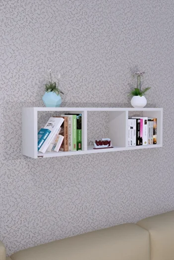 Bi Demonte Sema Horizontal Shelf, Decorative Shelf, Accessory Shelf Bookcase White