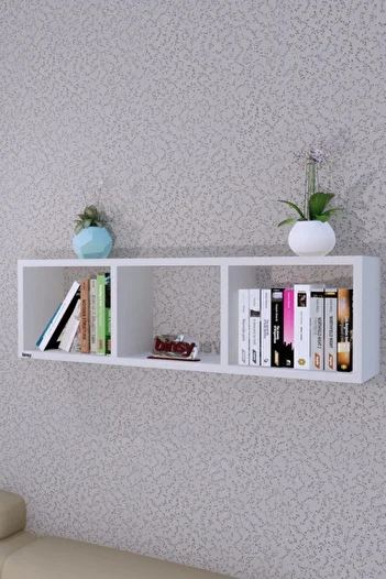 Bi Demonte Sema Horizontal Shelf, Decorative Shelf, Accessory Shelf Bookcase White