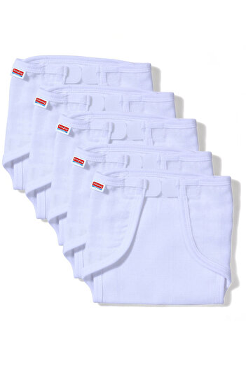 Babyhug Babyhug Muslin Cotton Cloth Nappies, Reusable with Velcro, 1-6 Months, Set of 5 - White