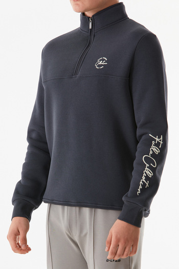 Fulla Moda 3 Thread Printed Half Zippered Stand Collar Sweatshirt