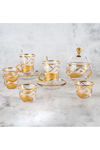 HIC Crystal tea and coffee set 49 pcs gold color