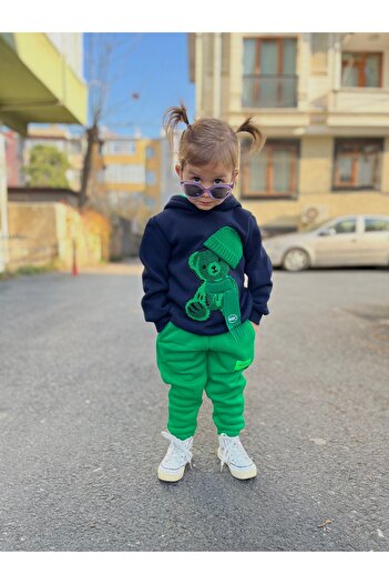 Çamur Kids Teddy Bear Embroidered 3 Thread Raised Embroidered Tracksuit Set