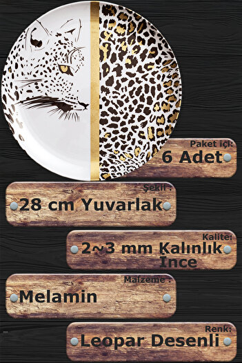 BOSSİO Fast 28cm 11-Inch Golden Leocat Plate: Summer House Garden Decorative Serving Presentation
