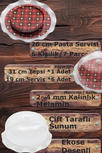 BOSSİO Ballerina Cake Stand/7 Piece Plaid Red: Home Kitchen Pastry Shop, Cake Serving/For 6 People