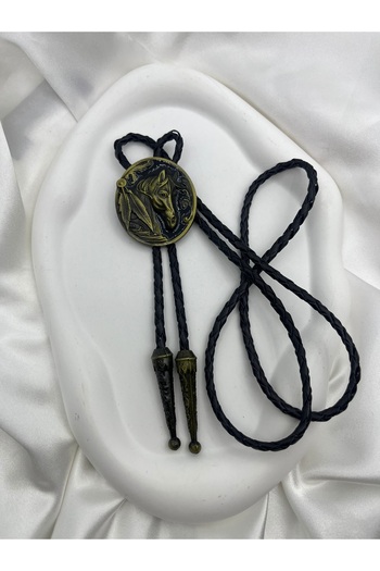 Yıldız Accessory Vintage Bronze Bolo Tie - Metal Embossing, Leather Drawstring, Adjustable Size Costume Accessories