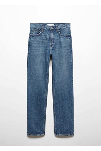 MANGO Woman Orta bel düz kesim jean
