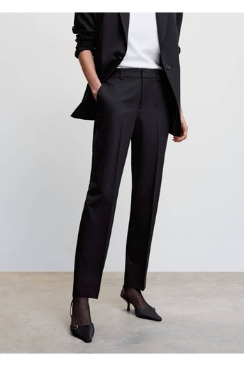 MANGO Woman Straight Cut Fabric Trousers