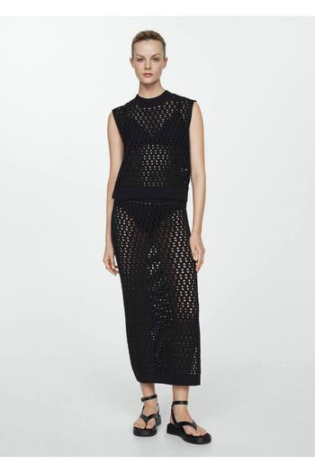 MANGO Woman Hole Detailed Knitted Blouse