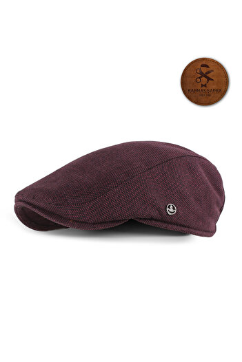 KARNAS ŞAPKA Burgundy Kaše Personality Fabric - Anti-Sweat Satin Quilted Lined Cap Hat