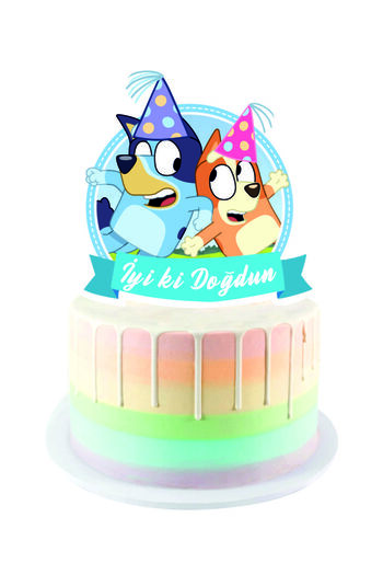 Masal Şekerleme Bluey 16 Kişilik Afişli Doğum Günü Seti Pasta Süsü Dahil