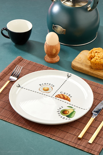 EMBazaar Balanced Nutrition Plate, Diet Plate, Portion Plate - Healthy Food Service and Motivation