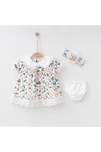 Minimus Newborn Baby Girl Summer 3-Piece Floral Lina Dress Set Short Sleeve Summer Baby Set