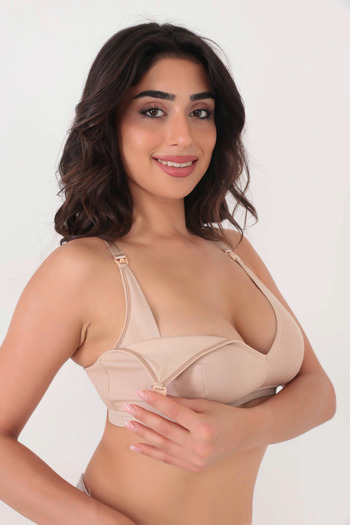Brandpanty Nude Cotton Nursing Bra Without Underwire - Holly 5631086