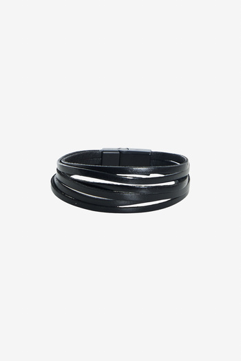 ALTINYILDIZ CLASSICS Men's Black Leather Bracelet