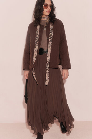 Manuka Brown Pleated Skirt