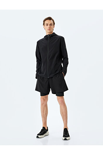 Koton Lace-Up Waist Pocket Detailed Printed Leggings Sports Shorts
