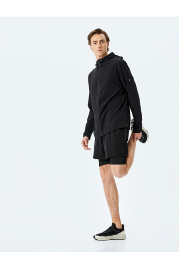 Koton Lace-Up Waist Pocket Detailed Printed Leggings Sports Shorts
