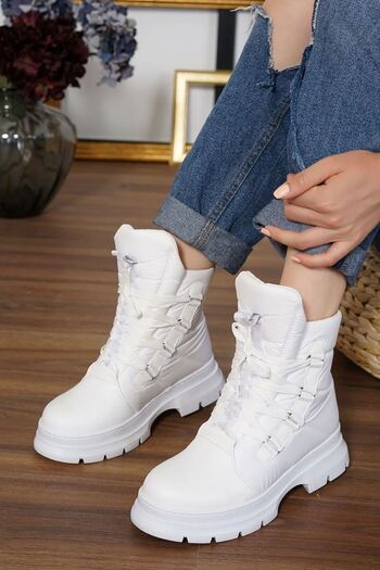 sefayol Γυναικείες μπότες χιονιού Marcy White Parachute Matte Leather