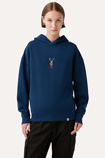 WWF Market Geyik Super Soft Hoodie - Indigo Mavi