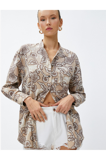 Koton Oversize košile Magnificent Collar Linen Blended