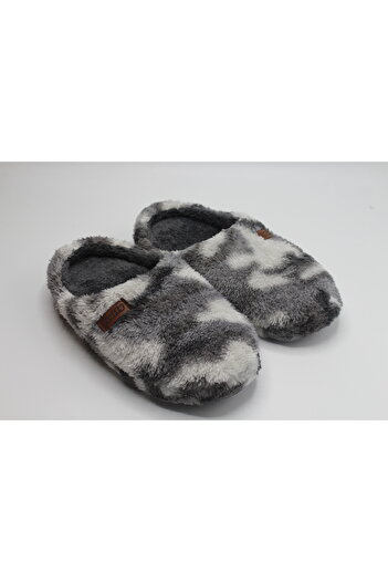 fluffy Ανδρικές παντόφλες για το σπίτι με στάμπα Fleece καρό/καμουφλάζ, βελούδινο εσωτερικό, χοντρή και αντιολισθητική σόλα
