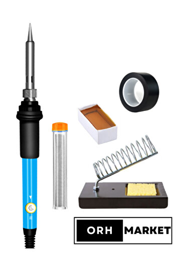 ORH Market 60w Lehimleme Seti – Sıcaklık Ayarlı Havya, Metal Stand, Lehim Pastası Ve Elektrik Bandı