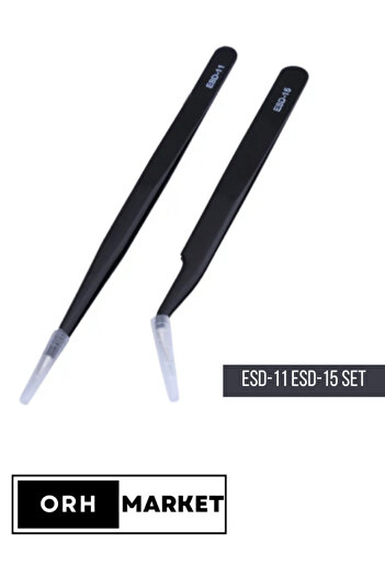 ORH Market Elektronik Hassas Cımbız Seti Antistatik Karbon Fiber Esd-11 Ve Esd-15 Set