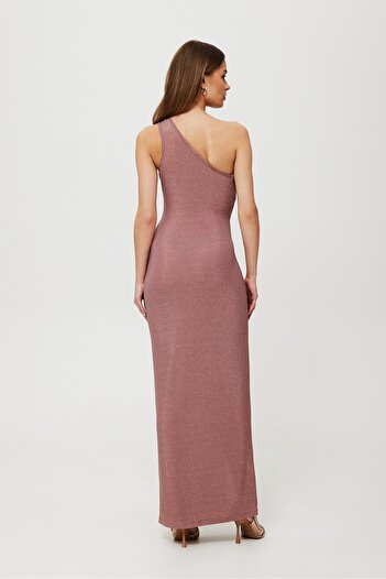 Makover Metallic maxi dress with a tear-shaped neckline