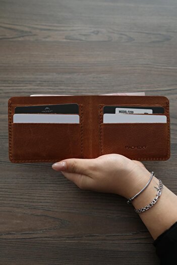 Madmext Genuine Leather Men's Wallet with Tan Card and Money Compartment with Stitching Detail 7259