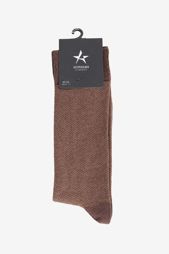 ALTINYILDIZ CLASSICS Men's Brown-Beige Patterned Cotton Socks