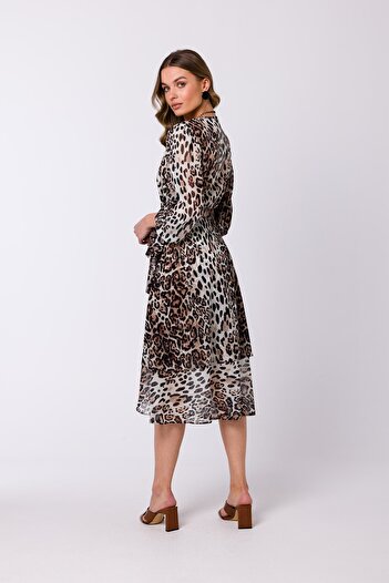 Stylove Chiffon midi wrap dress