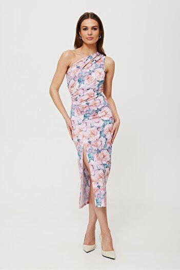Makover Midi dress with a print and a teardrop neckline