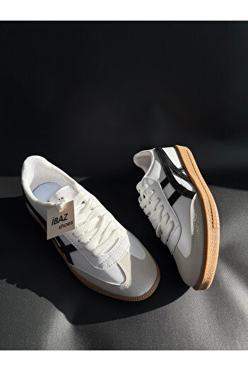 AyakkabıZ Tig White Black Suede Lace-up Sneakers