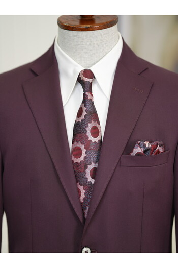 LONATOLİA Men's Premium Italian Style Slim Fit Men's Punto Stitched Bag Pocket Half Lined Jacket-Purple