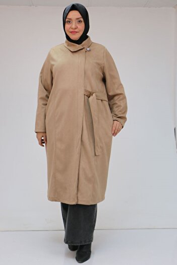 Eslina 43066 Large Size Side Tie Nubuck Cap - Mink