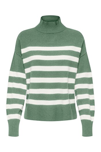 ONLY Turtleneck Striped Green Women's Sweater 15325320