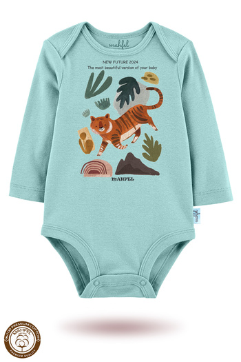 MAHFEL 2-Piece 100% Cotton Organic Printed Snap Fastener Baby Bodysuit