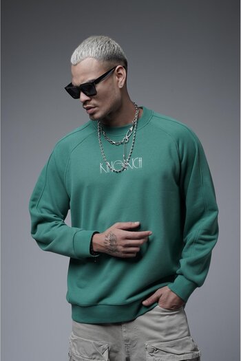 king brich Ριμπ γιακάς Raglan μανίκι με στάμπα Oversize Fit Sweat