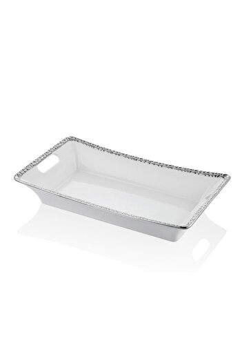 LAMEDORE MESH BEYAZ SILVER DIKDORTGEN KAYIK 41X24X7 CM
