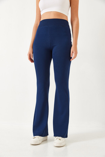 Bianco Lucci Women's Wide Belt Spanish Leg High Waist Pants 60351306