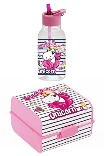 Herevin Unicorn Pattern Water Bottle and Lunch Box
