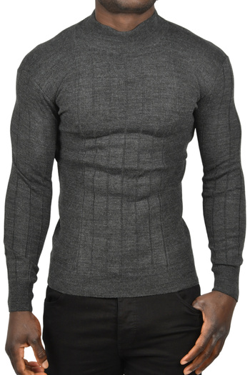 DeepSEA Men's Smoked Half Turtleneck Striped Non-Pilling Slim Fit Knitwear Sweater 2505491