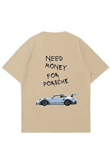 Mad&Calf Μπλουζάκι Unisex Need Money 4 Porsche με στάμπα Crew Neck Oversize