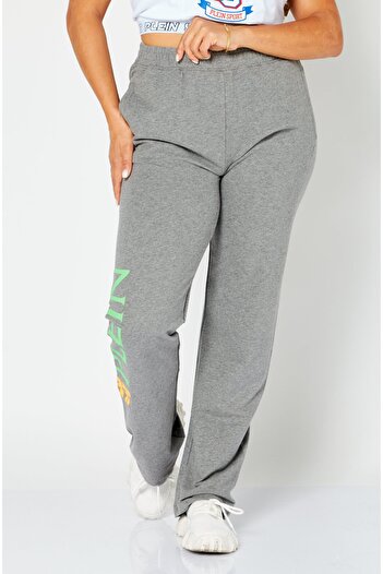 Plein Sport Women Sportswear Fit Brand Logo Training Pants, Grey Combo