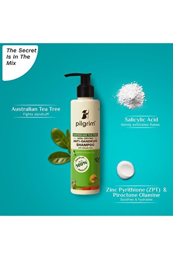 Pilgrim Australian Tea Tree Non-Drying Anti-Dandruff Shampoo Prevents Dandruff 200 ml