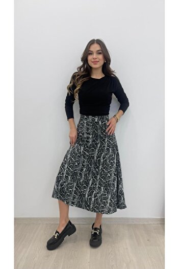 MODA FUSTA CU CLOpot TEXTURAT DE PIELE DE CĂPĂTANĂ ANTRACIT PENTRU FEMEI